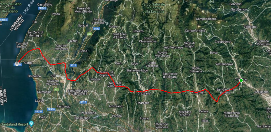 la linea rossa è la Dorsale delle Valli Chiampo _Garda