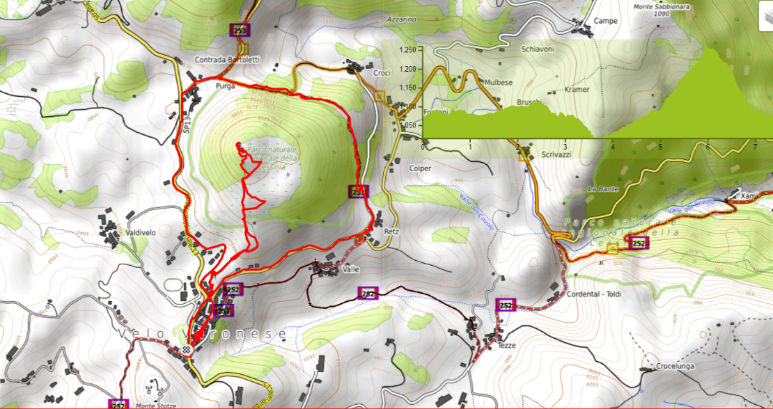 mappa del percorso Monte Purga