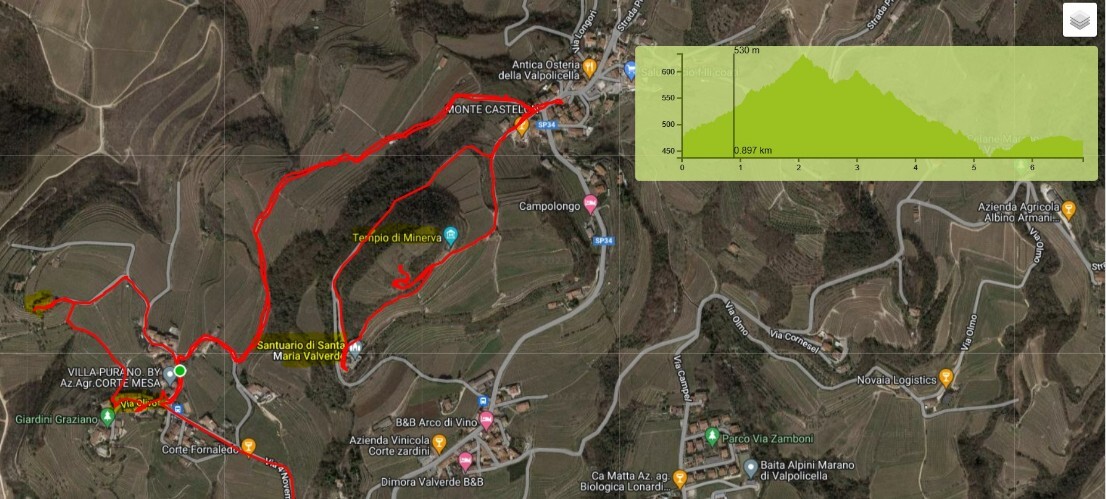 Mappa percorso Purano San Rocco -Tempio Minerva - Santa Maria Valverde