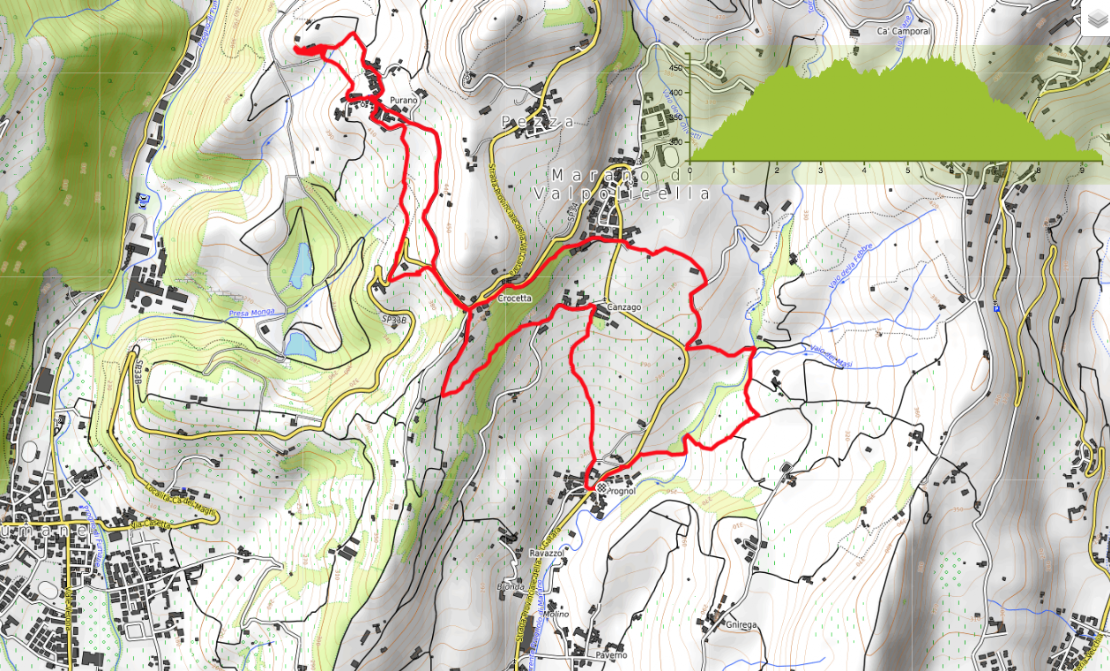 Clicca Mappa del percorso e profilo altimetrico