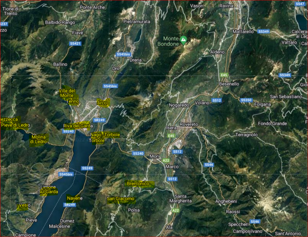 mappa Alto Garda Trentino e Bresciano