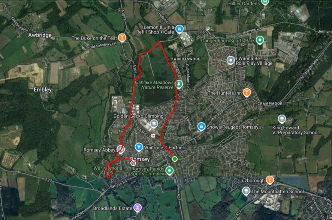 Mappa Romsey Fishlake Meadows walk 13 9 24