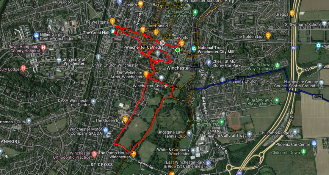 Mappa Winchester walk Mappa Winchester walk