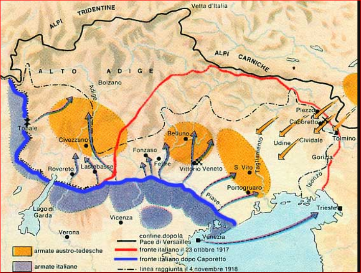 Mappa del teatro di guerra 1915-1918